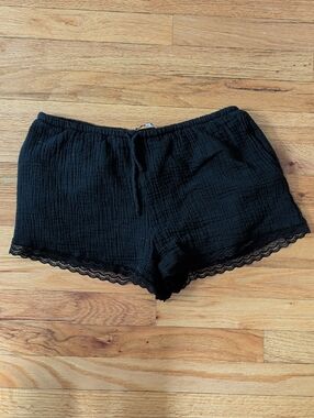 Pink Lily X Krista Horton Black Lace-Trim Lounge Shorts